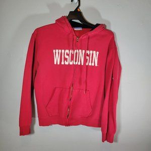 University Of Wisconsin Hooded Jacket Full Zip Red Size L